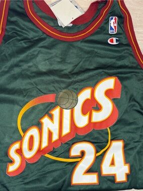 NWT Vintage Champion Green Seattle Sonics #24 Basketball Jersey X Large